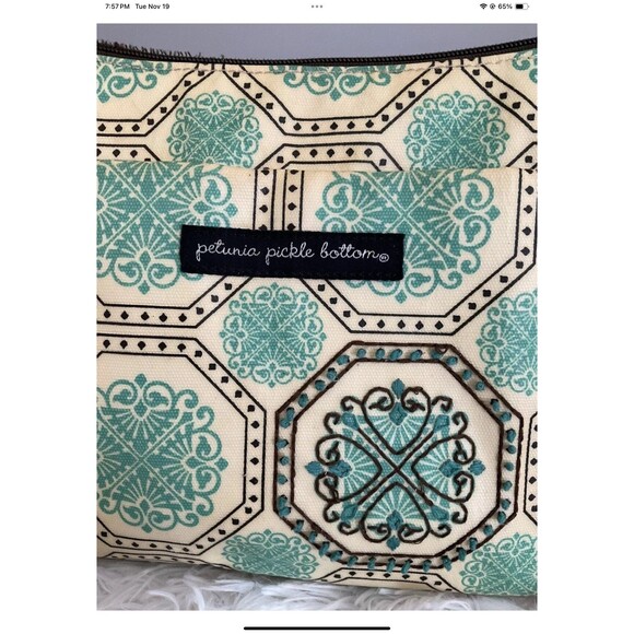 Petunia Pickle Bottom Touring Tote Diaper Bag Crossbody Beige/Teal ****READ - Picture 7 of 12